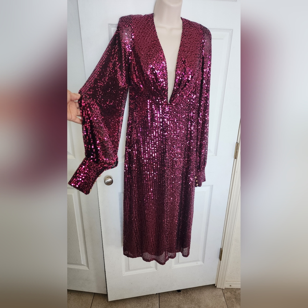 Leena For Mac Duggal Sequined Structured Bishop S… - image 3